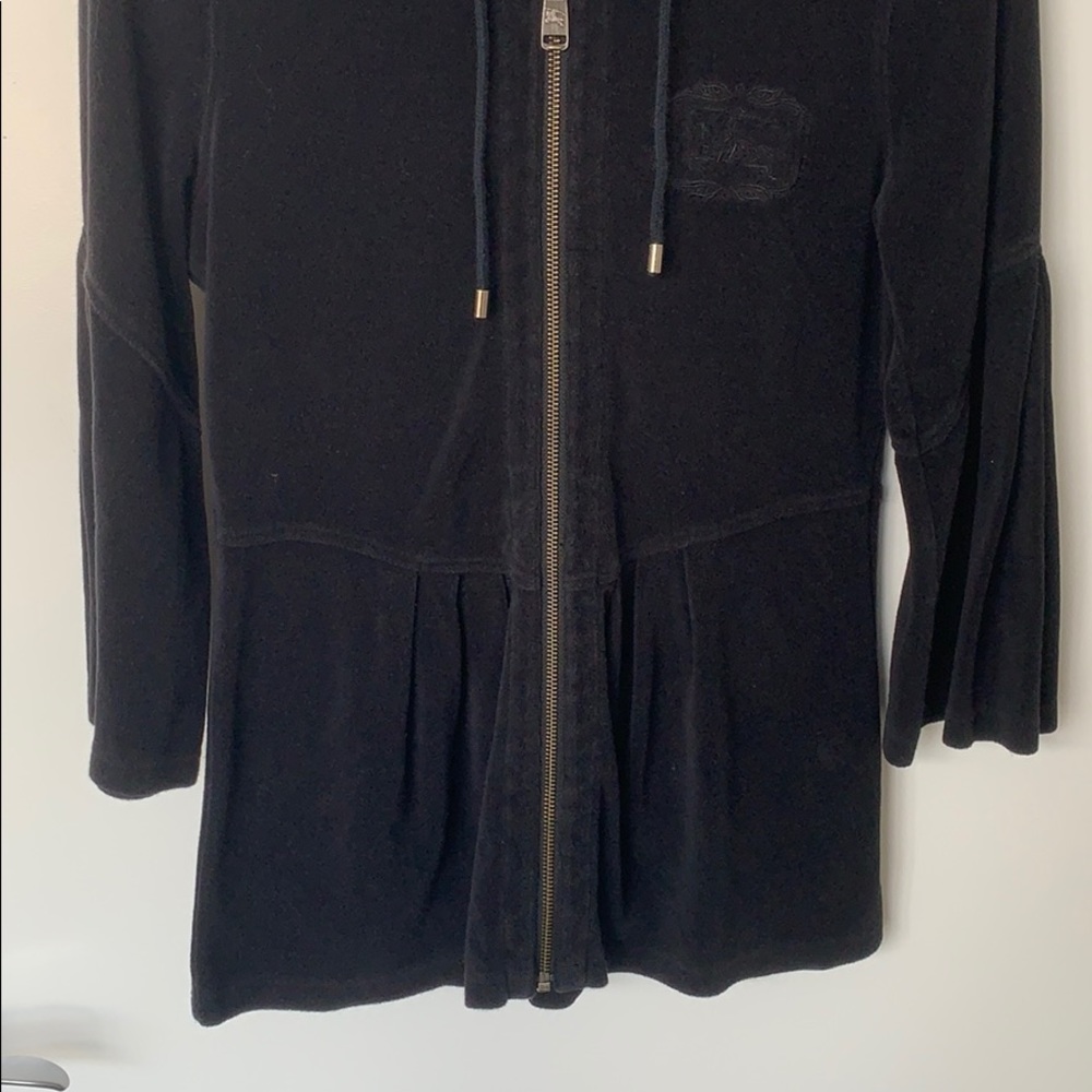 Burberry Black Terry Peplum Zip Hoodie | Luxury Zip‑Front Jacket | Size M - Picture 3 of 16